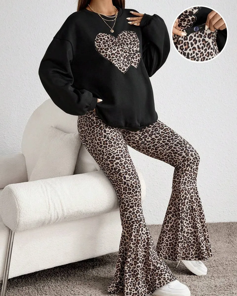Black and Leopard Custom Complete Maternity  Outfit